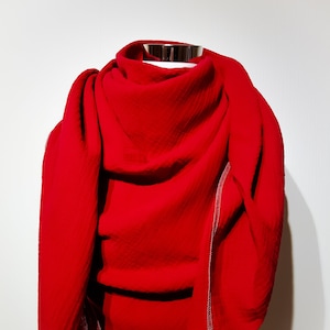 Bufanda XXL de muselina lisa roja para primavera/otoño
