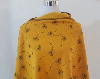 Poncho aus Alpenfleece in Gelb mit Pusteblumen