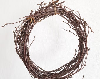 Wreath made of birch branches without decoration to design yourself for door and wall decoration for hanging