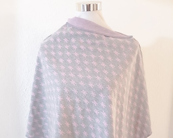 Poncho en jersey gris clair avec libellules pour le printemps/automne