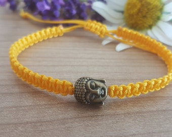 Bracelet - lucky charm bracelet - friendship bracelet in yellow with Buddha motif