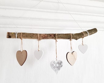 Decoration for hanging - branch with hearts - window decoration, decorative branch