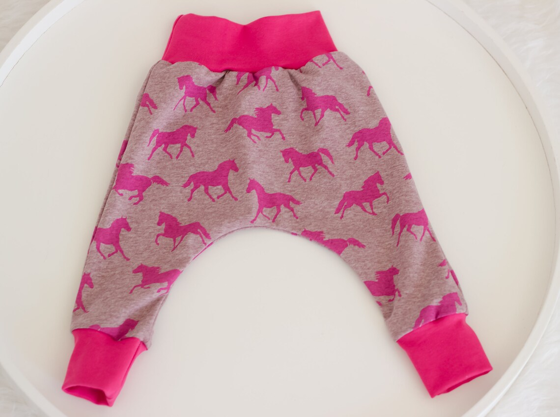 Cotton jersey pants with pink horses Etsy