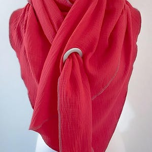 Bufanda XXL de muselina lisa roja para primavera/otoño