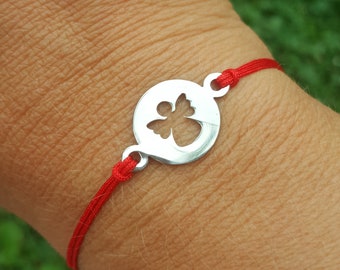 Bracelet - Lucky Charm Bracelet - Friendship Band in Red with Angel Motif