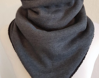 Slip-on scarf made of fleece and winter sweat in blue and black plain