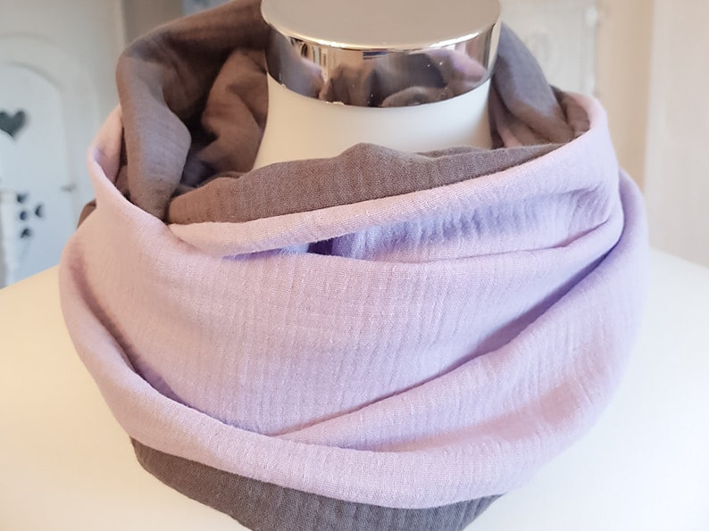 Scarf for spring in dark gray and purple image 1