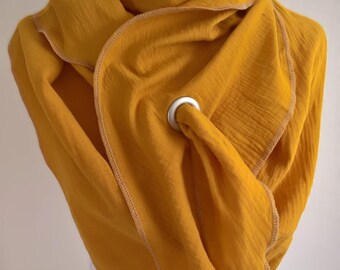 XXL muslin scarf in mustard yellow plain for spring/autumn