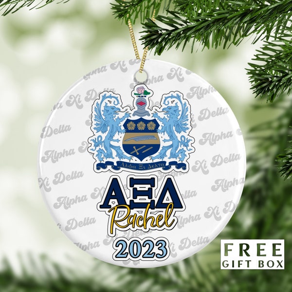 Alpha Xi Delta Sorority Ornament: Custom College Merch for Big Little Sorority Gifts