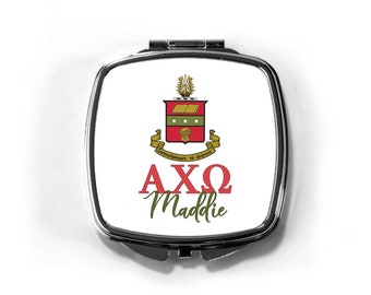 Alpha Chi Omega Sorority Pocket Mirror - Greek Letters Makeup Compact