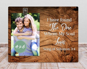 Personalized Engagement and Wedding Photo Frame - Custom Mr & Mrs Picture Frame for 5th Anniversary, Bookshelf, and Desk Decor