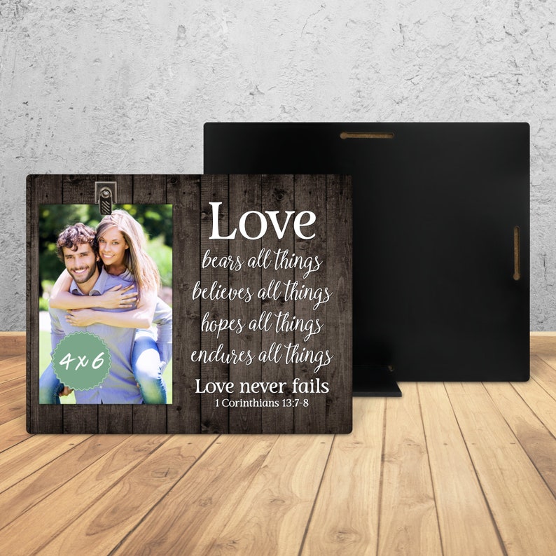 Personalized Engagement and Wedding Photo Frame Custom Mr & Mrs Picture Frame for 5th Anniversary, Bookshelf, and Desk Decor image 2