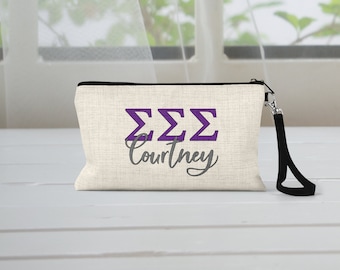 Tri Sigma Sorority Makeup Bag, Sigma Sigma Sigma – Ideal Greek Gifts for Big Little Sorority Sisters