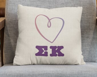 Sigma Kappa Sorority Pillow: Linen Sorority Gift