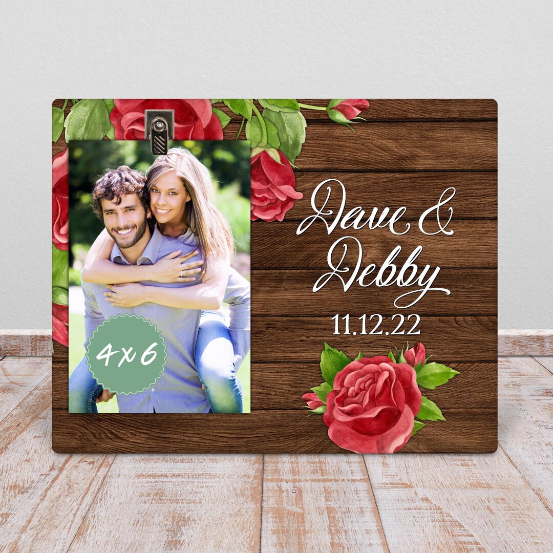 Wedding Photo Frame With Red Roses - Unique Engaged Gift - Etsy