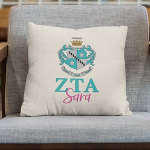 Zeta Tau Alpha Pillow: Linen Sorority Gift