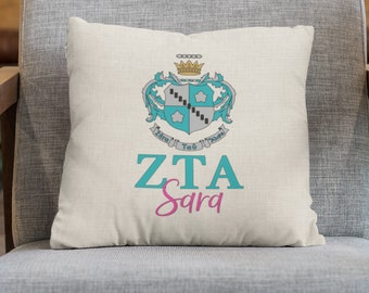 Zeta Tau Alpha Pillow: Linen Sorority Gift
