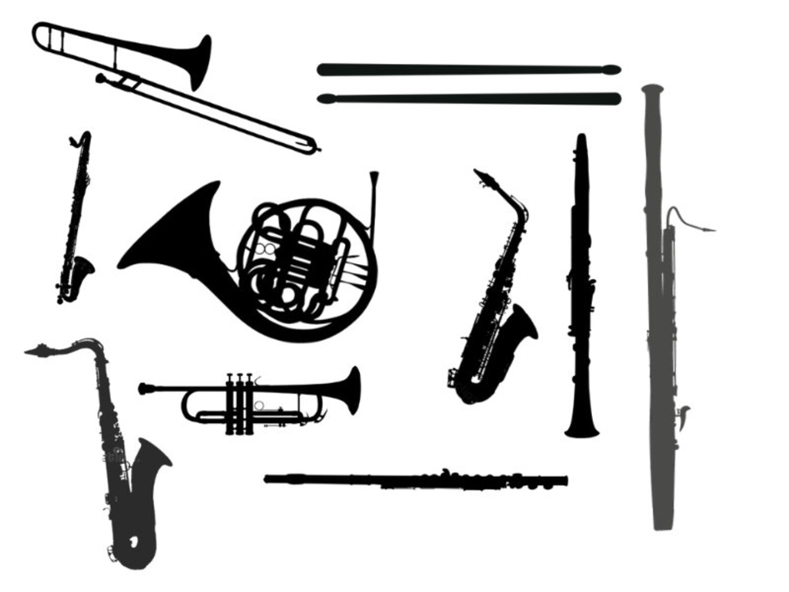 Band Instrument Iron-on Vinyl Transfer Many Instruments to Choose From ...