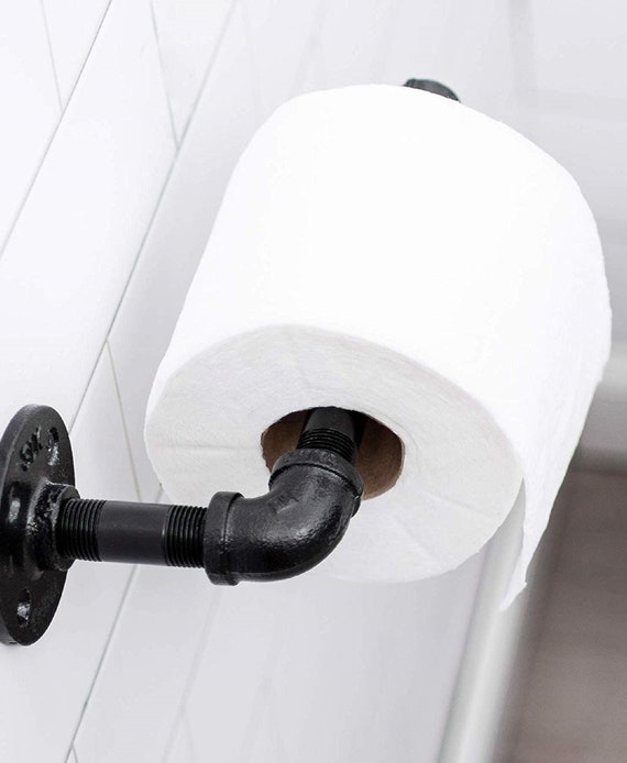 Rustic Industrial Pipe Toilet Paper Holder Heavy Duty Diy Etsy