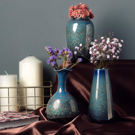 Ceramic Flower Vase Set Of 3 Special Design Etsy