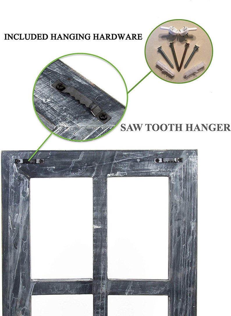 Rustic Window Panes with Hanging Hardware for Bedroom Living Room Bathroom Barnwood Home Decor ,SET OF 2 15.75\u201d x 11\u201d x 1\u201d Each