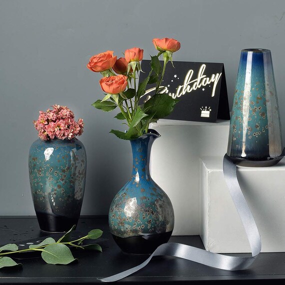 Ceramic Flower Vase Set Of 3 Special Design Etsy