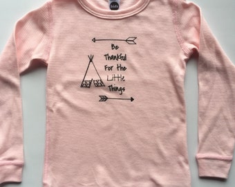 Thankful baby graphic tshirt, super soft light pink thermal Henley  modern baby shirt, tshirt, Thanksgiving, modern arrow shirt, tee pee