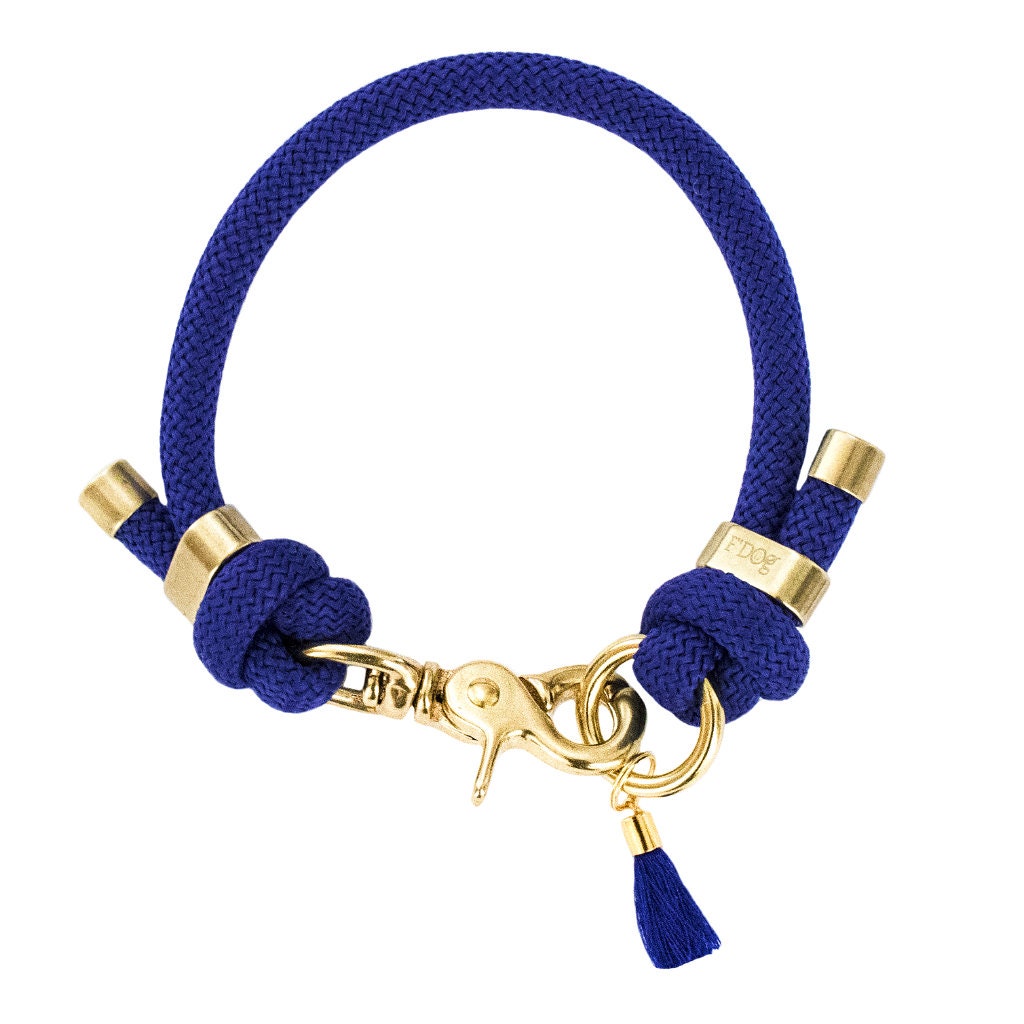 Collier Paracorde Pour Chien avec Métal Doré Bleu