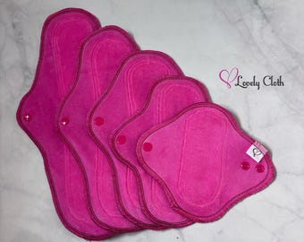Bubblegum. Choose your size cloth menstrual pads. Panty liners, regular pads, heavy pads.