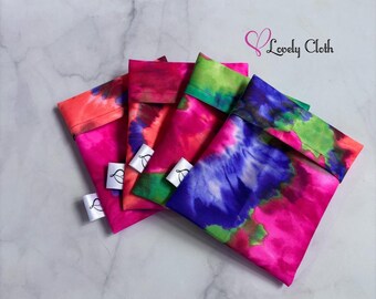 Rainbow Tie Dye Cloth Menstrual Pad Wrapper. Wetbag. Pouch