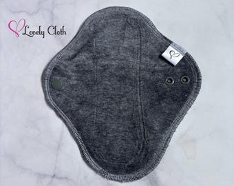 Charcoal 8” Cloth Panty Liner. Cloth Menstrual Pad