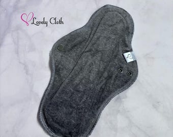 Charcoal 12” Heavy Cloth Pad. Cloth Menstrual Pad. Reusable. Periods