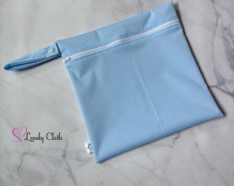 Baby Blue Medium Wet Bag for Cloth Diapers & Cloth Pads | Waterproof Reusable Wetbag | Period Pad Storage | Eco Friendly Diaper Bag