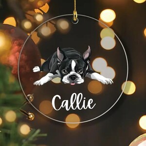 Boston Terrier Ornament • Personalized Dog Christmas Ornament • Boston Terrier Gift • Boston Terrier Christmas Ornament