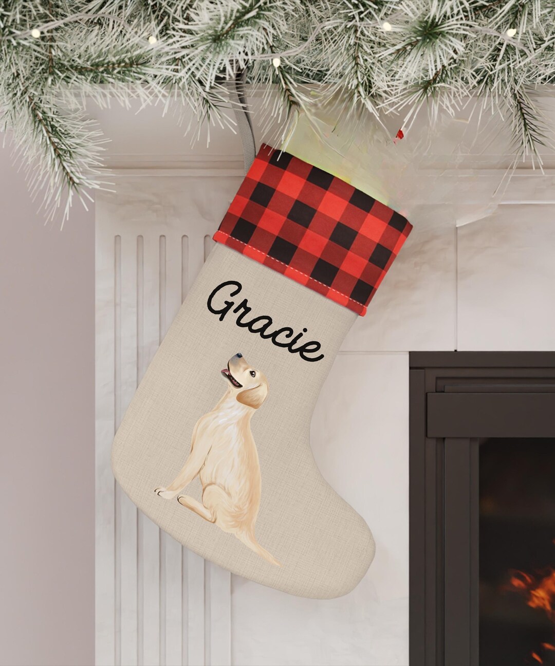 Yellow Lab Stocking Labrador Retriever Stocking • Personalized Labrador Christmas Stocking ...