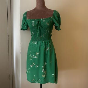 Cute green shirred summer sundress