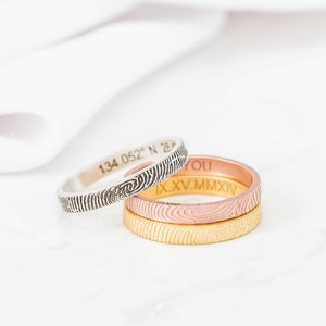 Skinny Fingerprint Ring - Personalized Fingerprint Band - Dainty Fingerprint Rings - Couple Jewelry - Wedding Gift - Christmas gift