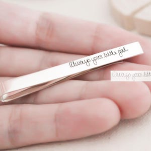 Engraved Handwriting Tie Clip - Custom Signature Tie Clip - Personalized Tie Bar - Groomsmen Gift - Father Gift