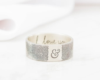 Personalized Sterling Silver Fingerprint Ring – Custom Memorial Jewelry