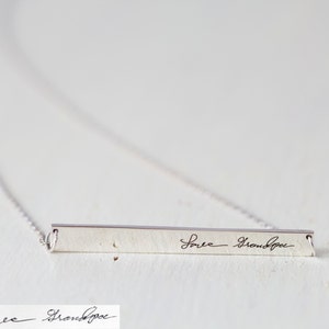 Actual Handwriting Bar Necklace - Signature Bar Necklace - Engraved Necklace - Bridesmaids Gift - Mother Gift