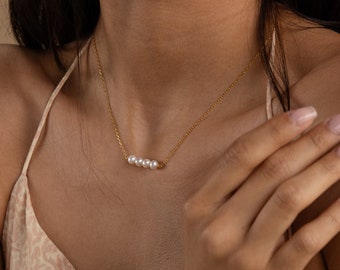 Dainty Pearl Bead Necklace: Sterling Silver, Freshwater Pearl
