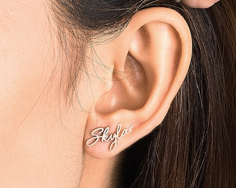 Brincos de Prata de Lei com Nome Personalizado – Joias Personalizadas