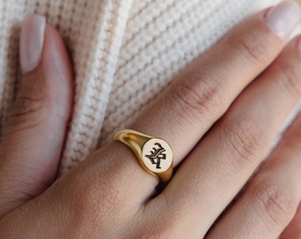 Initial Signet Ring - Custom Initial Ring - Gold Signet Ring - Grandma Gift - Christmas Gift