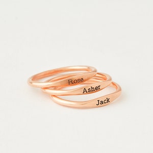Dainty Engraved Name Ring - Stackable Rings - Personalized Name Ring - Stackable thin band - Mother Gift - Bridesmaid Gift - Christmas gift