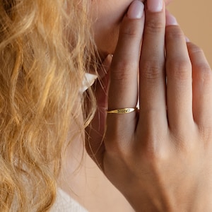 Dainty Engraved Name Ring - Custom Skinny Name Ring - Baby Name Mom Gift - Date Ring - Custom Delicate Name Ring - Christmas Gift