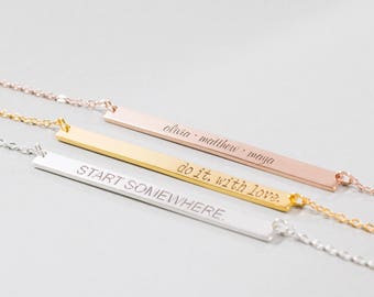 Custom Engraved Bar Necklace in Sterling Silver - Custom Name Bar Necklace - Bridesmaids Gift- Friendship Gift- Mother Gift