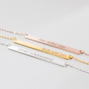 Custom Engraved Bar Necklace in Sterling Silver - Custom Name Bar Necklace - Bridesmaids Gift- Friendship Gift- Mother Gift