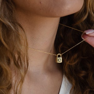 Custom Initial Padlock Necklace - Lock Initial Pendant Necklace - Best Friend Gift - Mother Gift