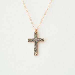 Cross Necklace - Actual Fingerprint Cross Necklace - Fingerprint Necklace - Mother Gift