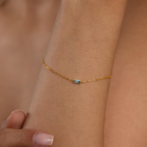 Baguette Birthstone Bracelet • Gemstone Jewelry • Personalized Bracelet • Birthday Gift